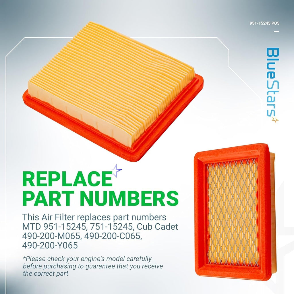 951-15245 Air Filter - Replaces MTD 751-15245 Cub Cadet 490-200-C065 - 5 Pack