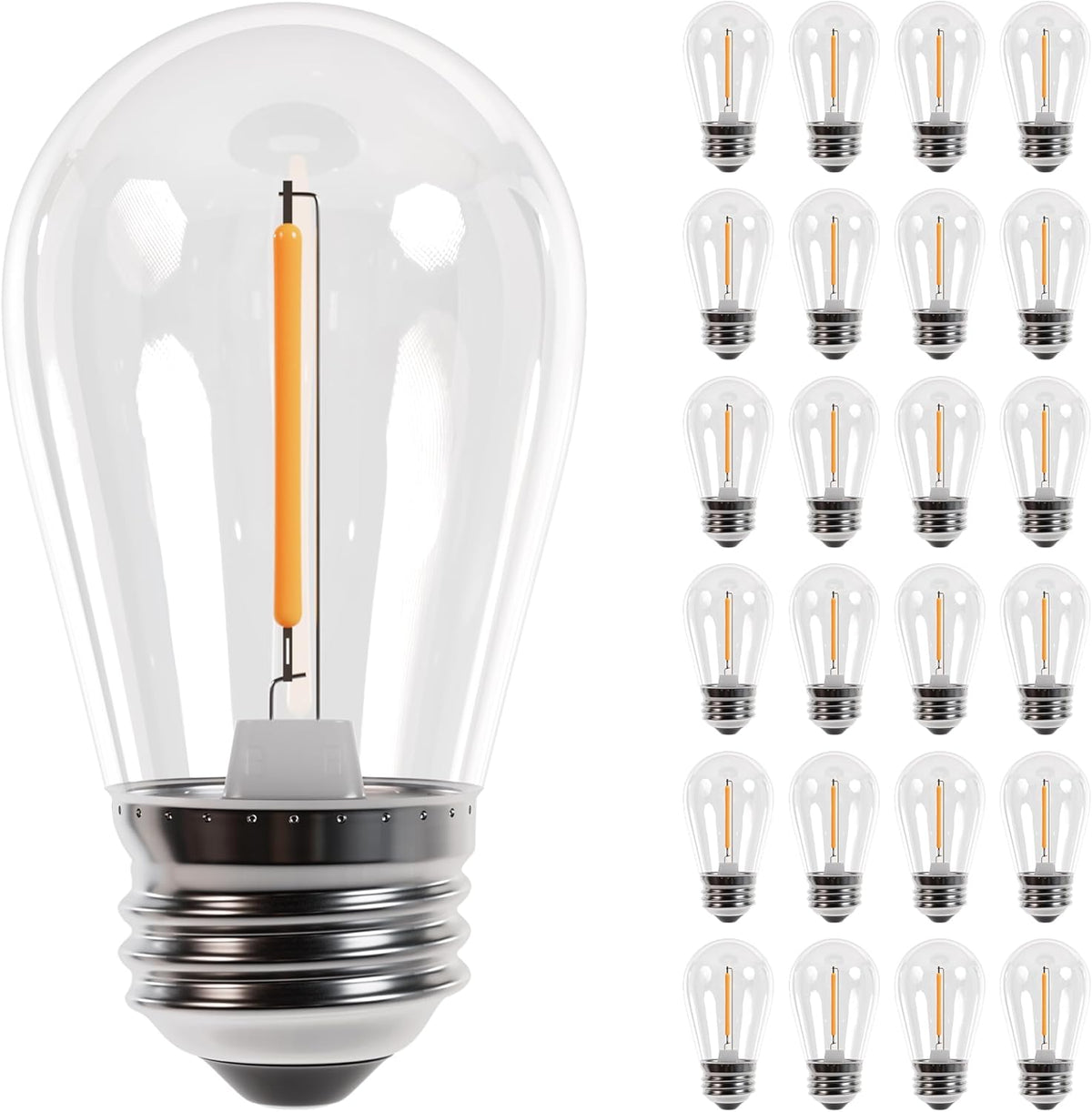 LED S14 Clear String Light Bulbs E26 1W - 24 Pack