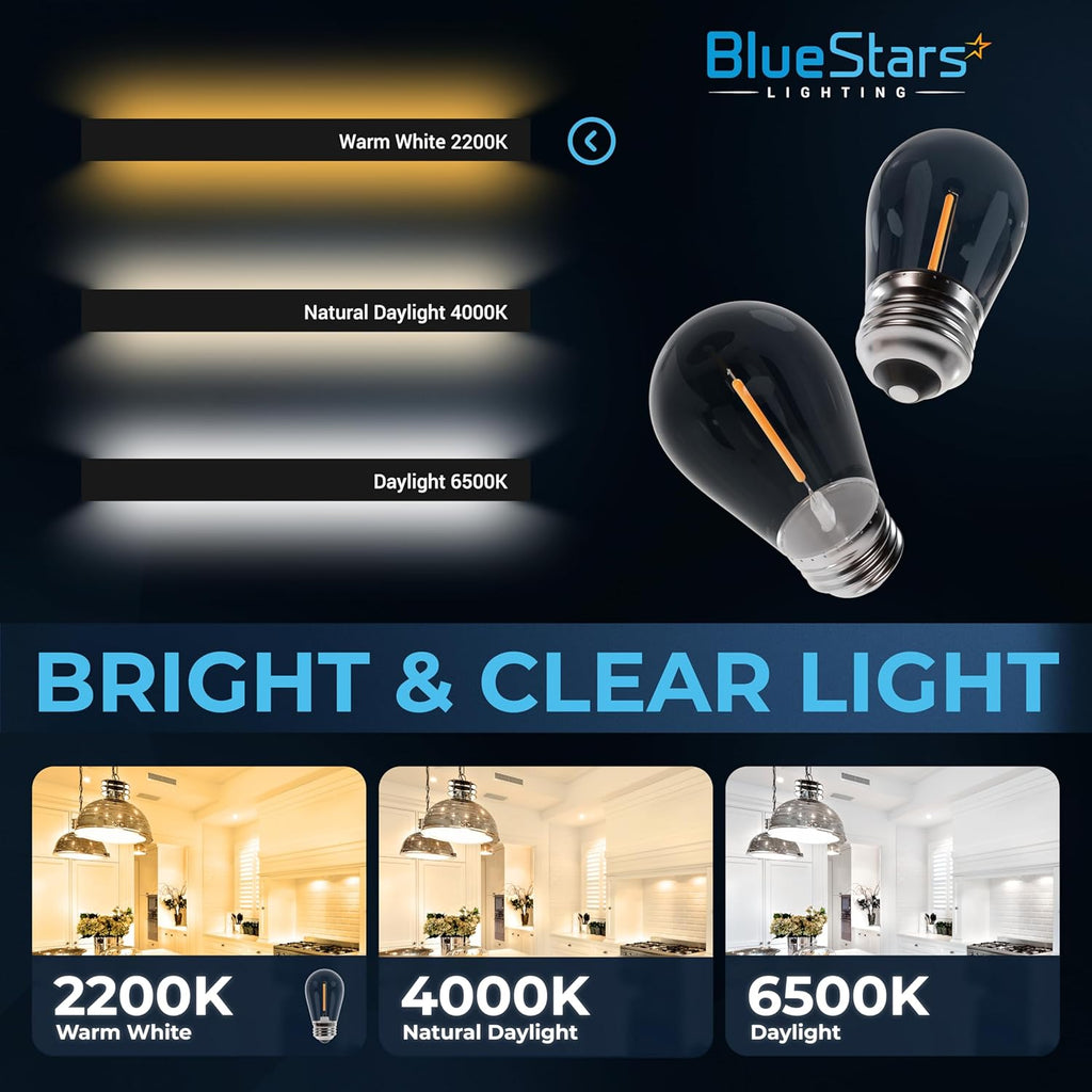 LED S14 Clear String Light Bulbs E26 1W - 24 Pack