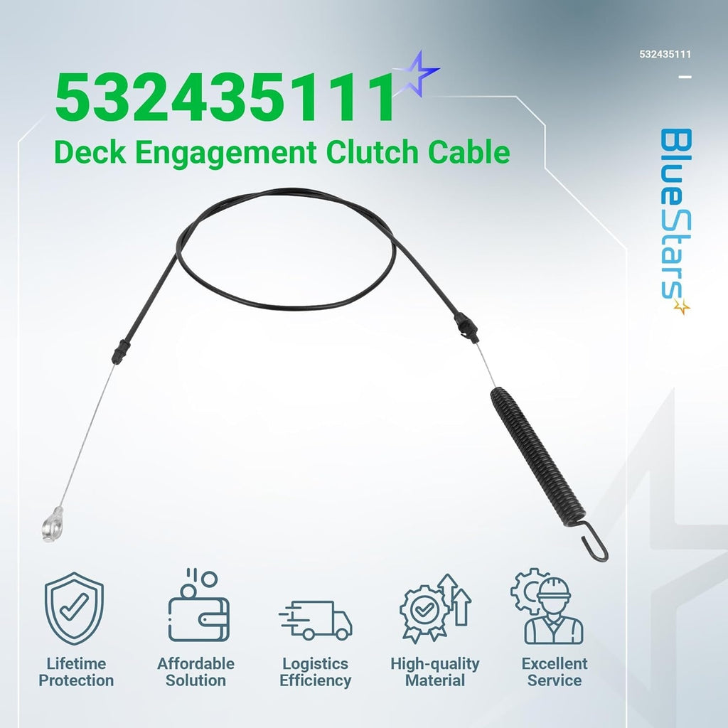 532435111 435111 Deck Engagement Cable - AYP/Poulan/Craftsman 42" YT3000, Replaces 197257/408714