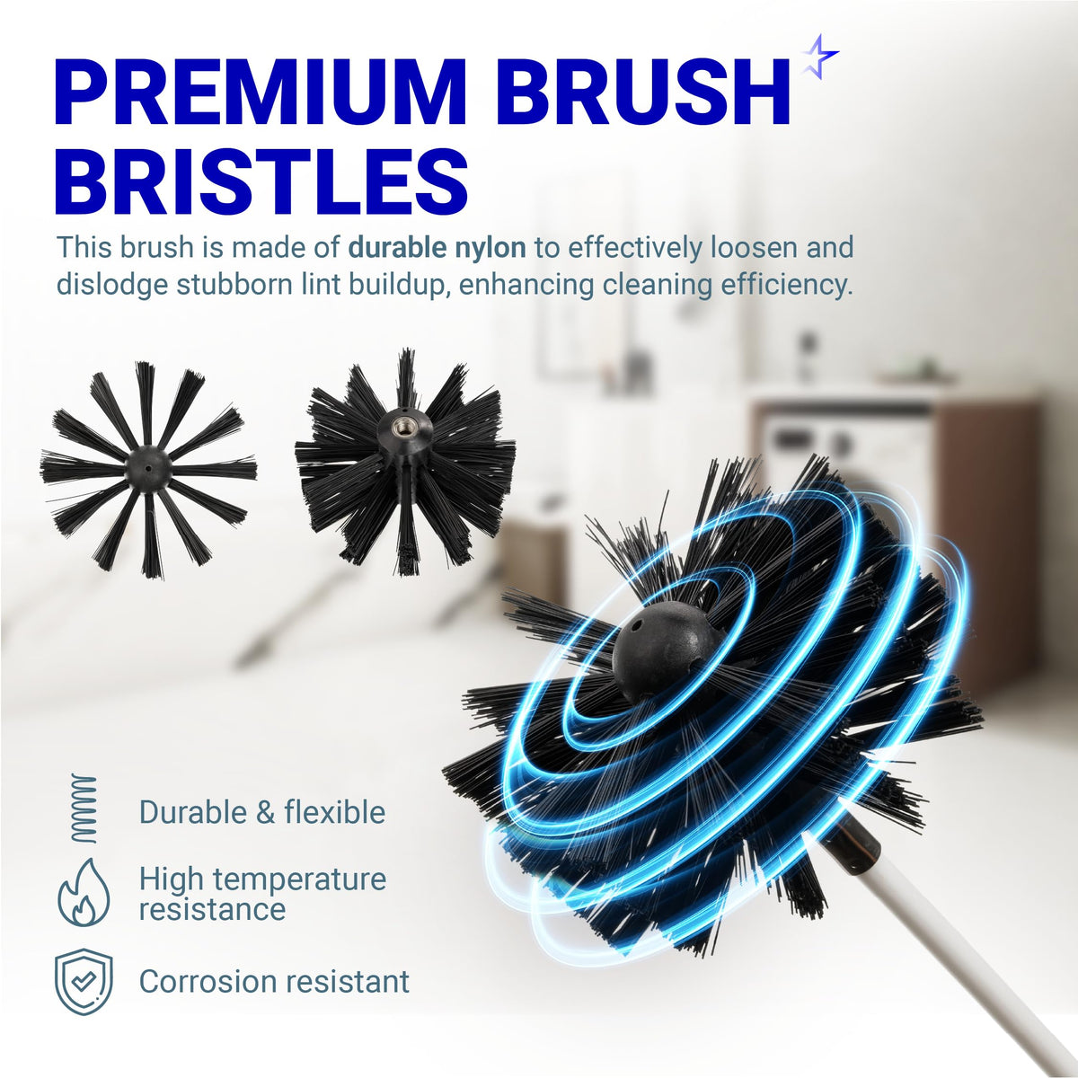 60 ft Dryer Vent Cleaner Kit - Drill Attachment, Flexible Lint Remover Brush