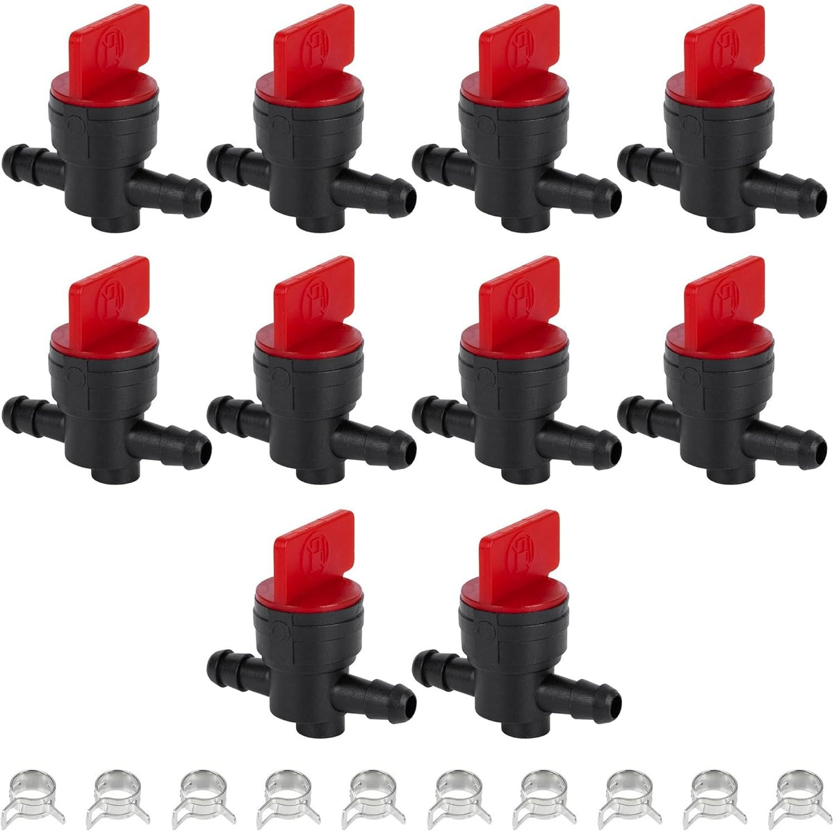 494768 698183 1/4" Inline Fuel Shut Off Valve with Clamp for B&S John Deere Toro - 10 Pack