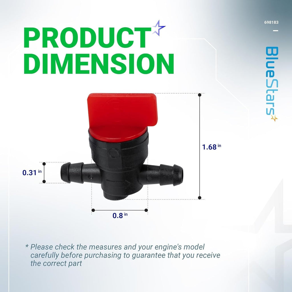 494768 698183 1/4" Inline Fuel Shut Off Valve with Clamp for B&S John Deere Toro - 10 Pack