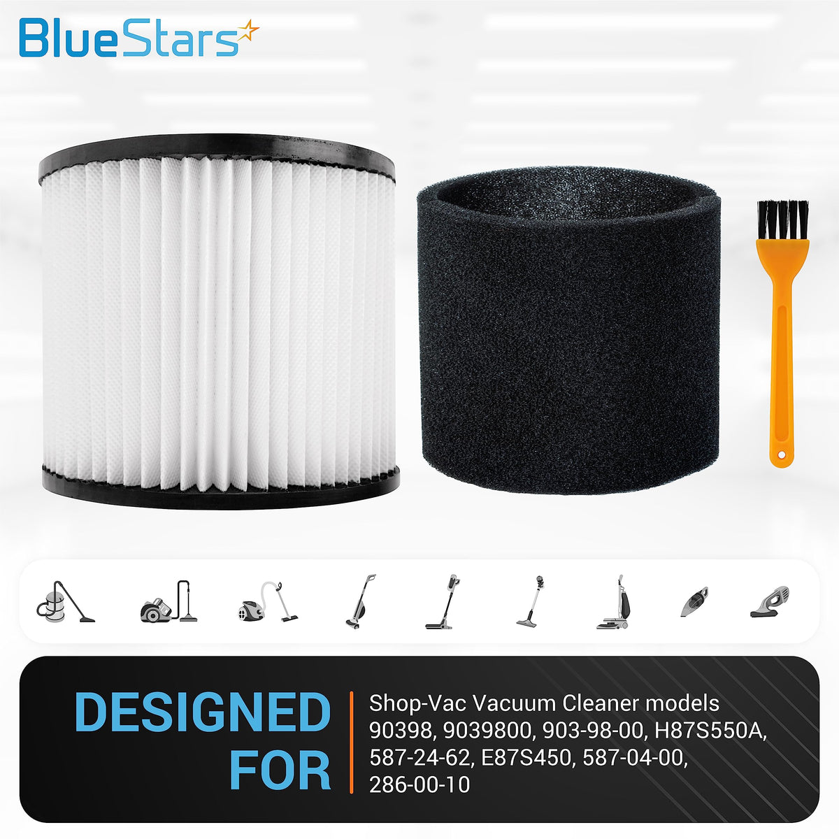 90398 Cartridge Filter and 90585 Foam Sleeve - Fits Shop-Vac 5 Gallon+ Wet/Dry Vacuums