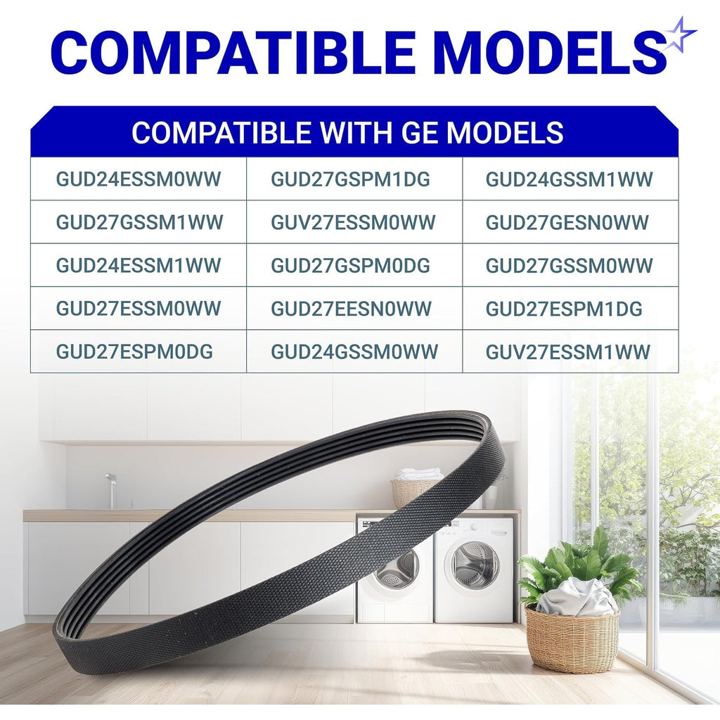 WE12X27300 GE Washer Drive Belt - Replaces 4587578, AP6328196, PS12342956 - 2 Pack