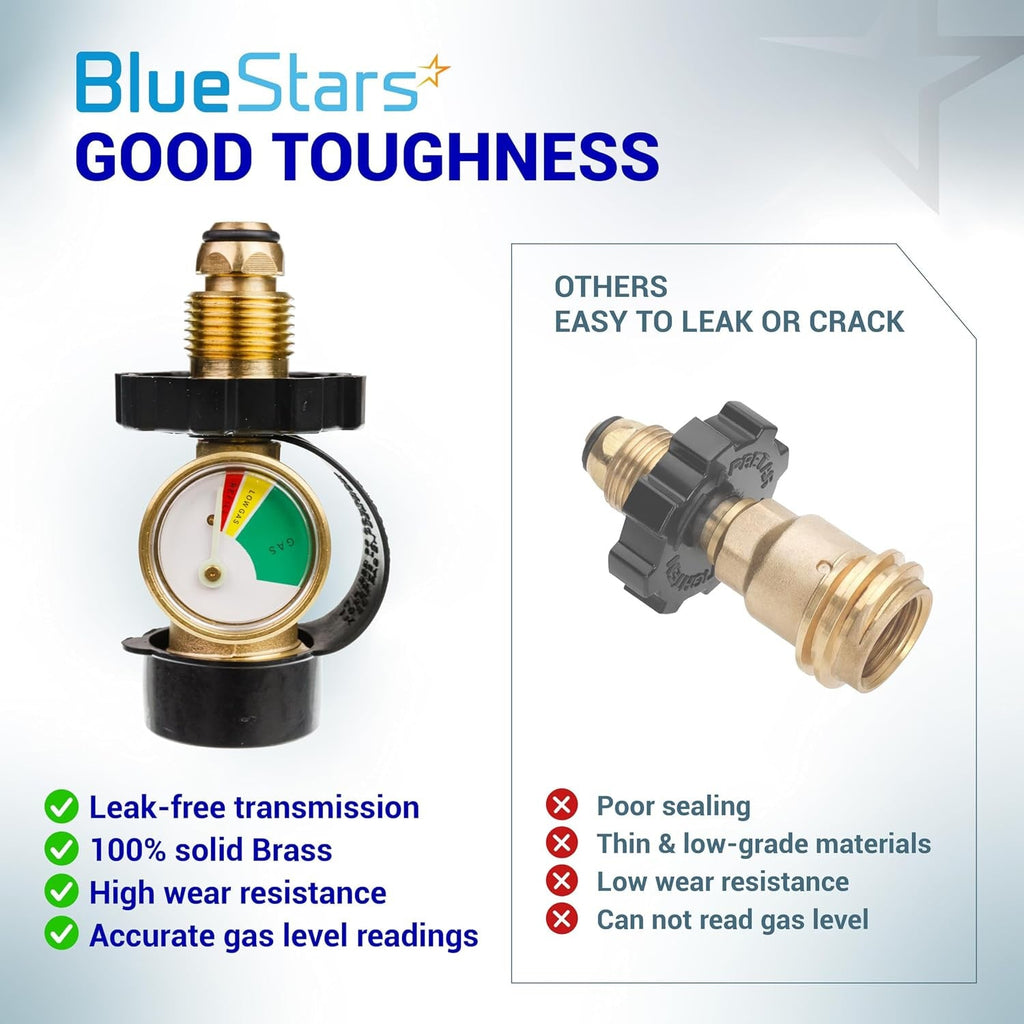 [100% Solid Brass] 100 lb Propane Tank Adapter POL Propane Gauge