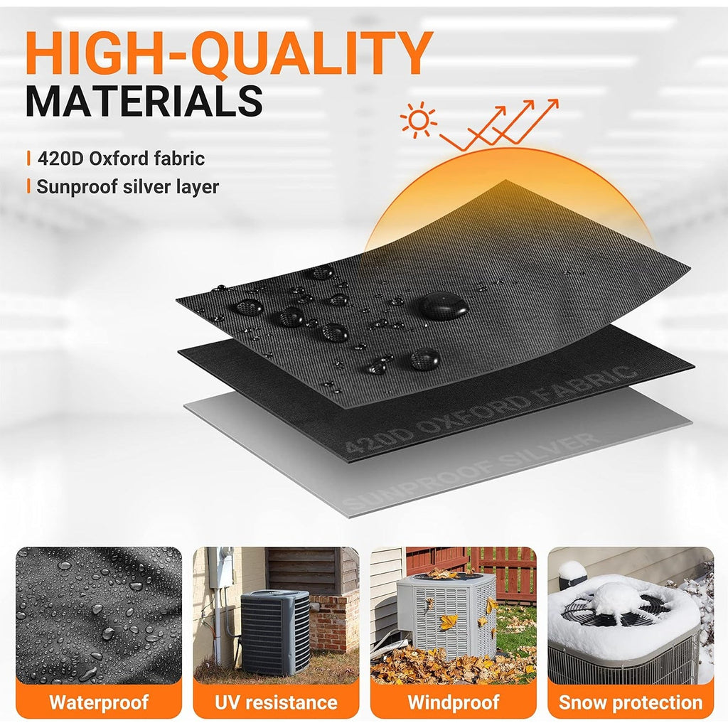 30"x30"x32" Waterproof Windproof Outdoor AC Unit Cover - Black
