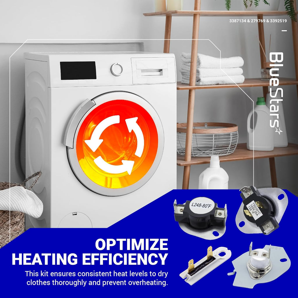 279769 3387134 3392519 Dryer Thermal Cut-Off & Thermostat Kit - Whirlpool Kenmore Maytag