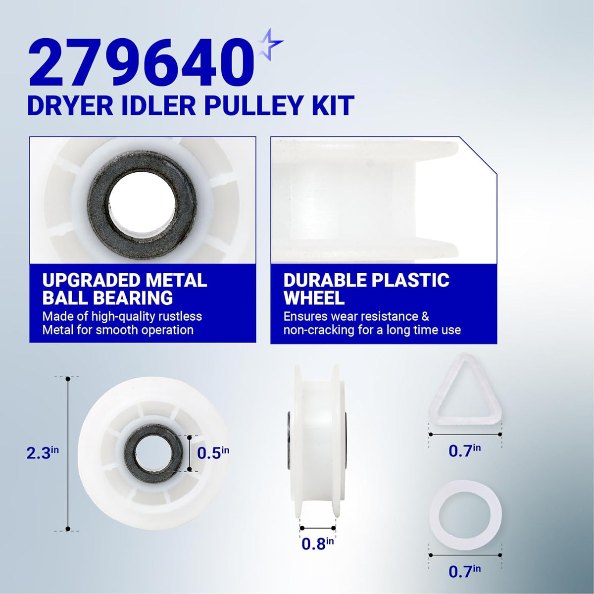 4392067 Dryer Repair Kit & W10837240 Idler Pulley - For Whirlpool Maytag Kenmore Dryers
