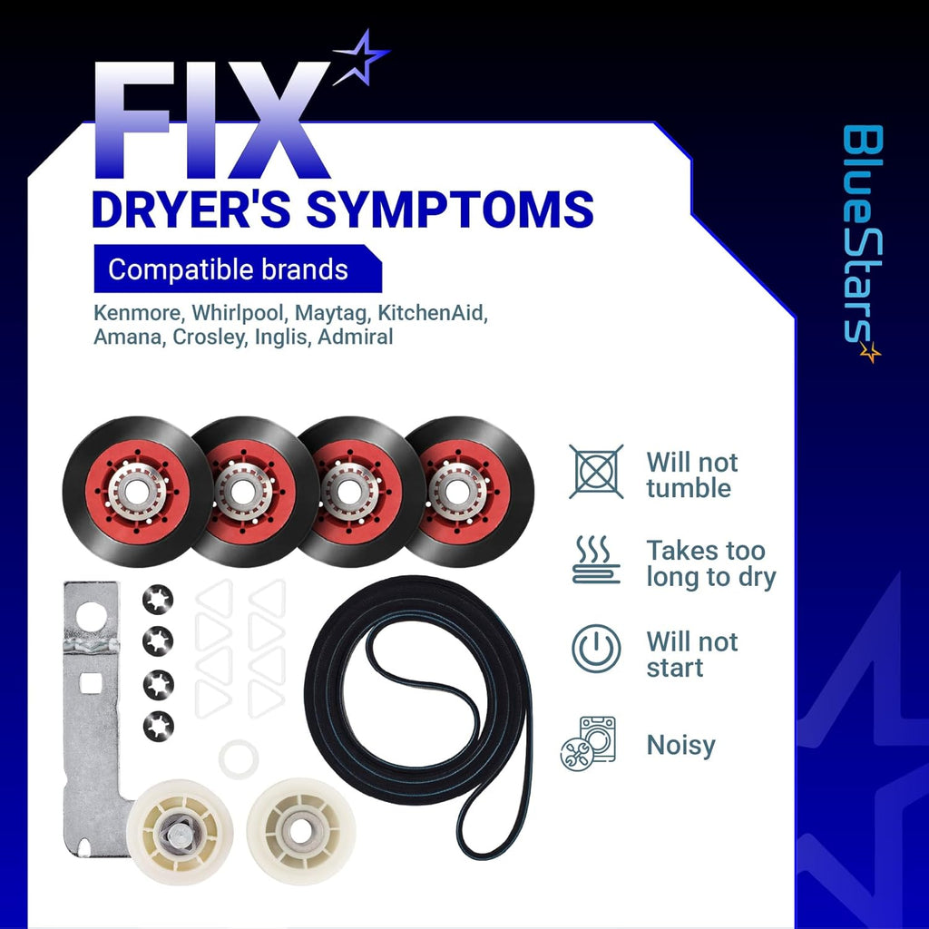 4392067 Dryer Repair Kit & W10837240 Idler Pulley - For Whirlpool Maytag Kenmore Dryers