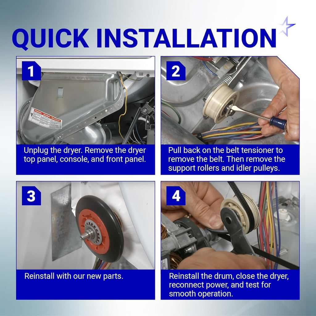4392067 Dryer Repair Kit & W10837240 Idler Pulley - For Whirlpool Maytag Kenmore Dryers