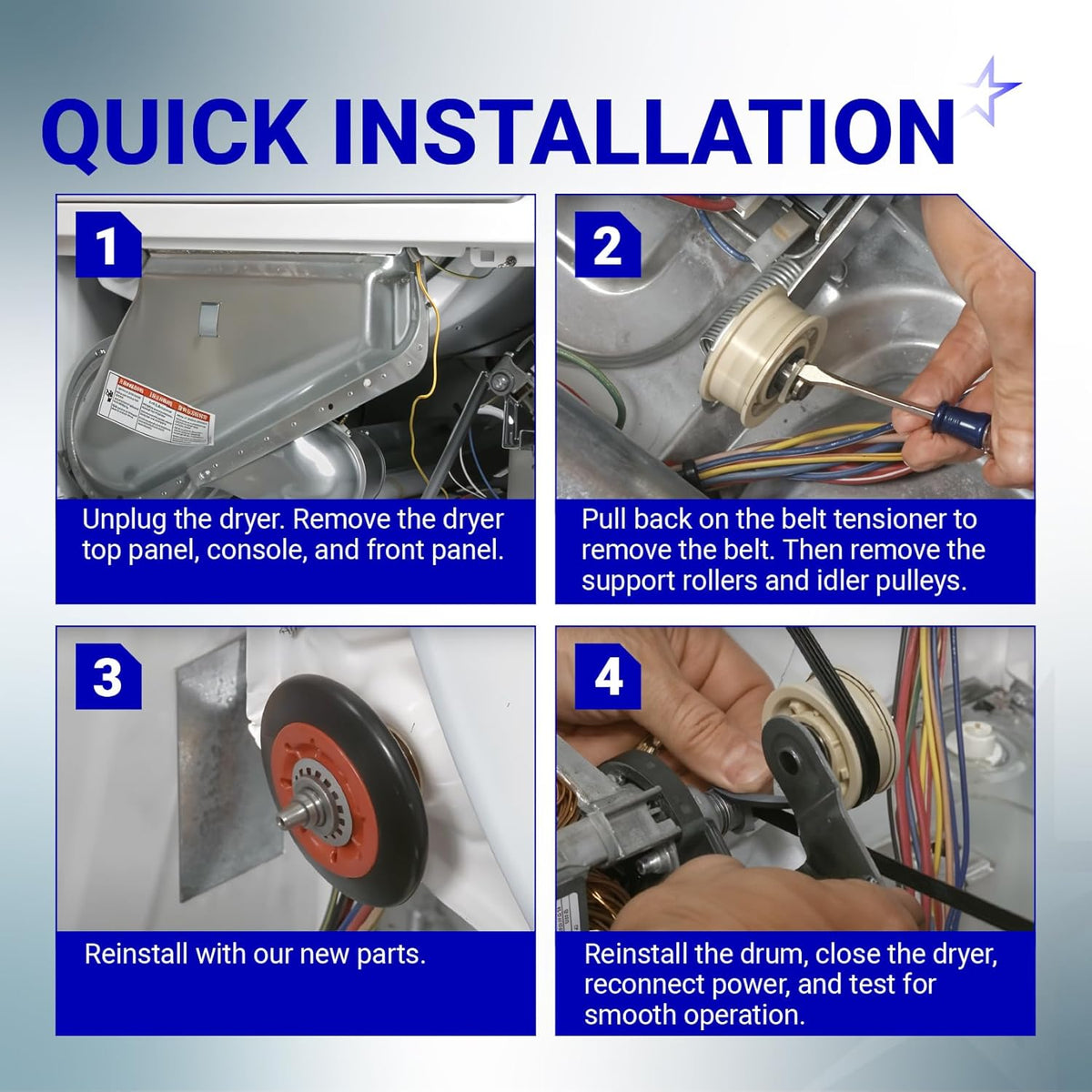 4392067 Dryer Repair Kit & W10837240 Idler Pulley - For Whirlpool Maytag Kenmore Dryers
