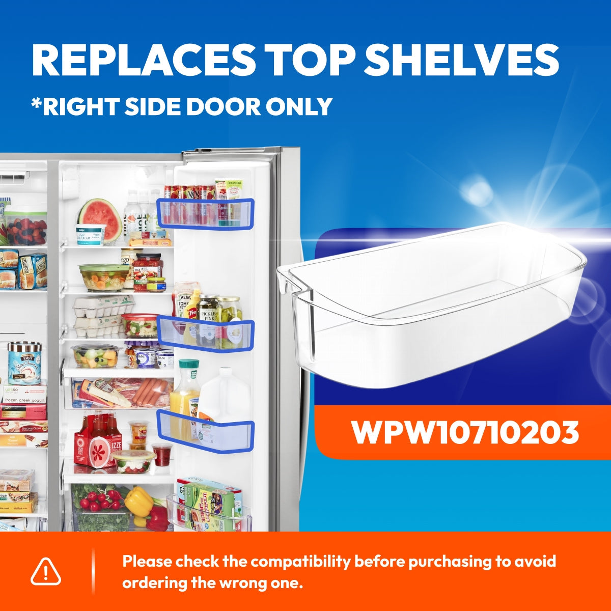 WPW10710203 Refrigerator Gallon Door Shelf Bin - Compatible with Whirlpool WRS571/WRS588