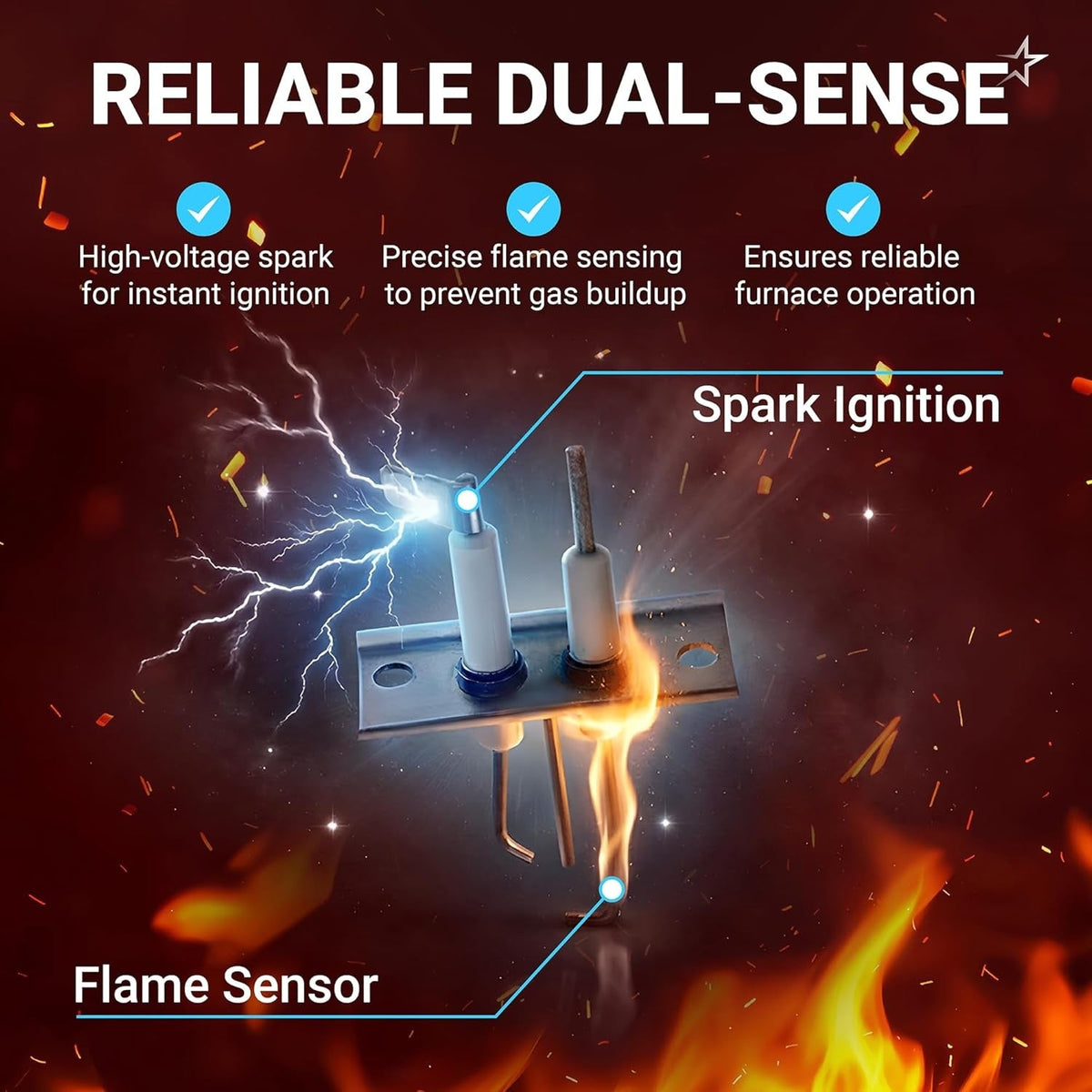 525019 230956 RV Furnace Igniter Electrode, Dual-Sense 3-Prong - Suburban NT-24/30/34, P-40S (Serial Below 920500001)