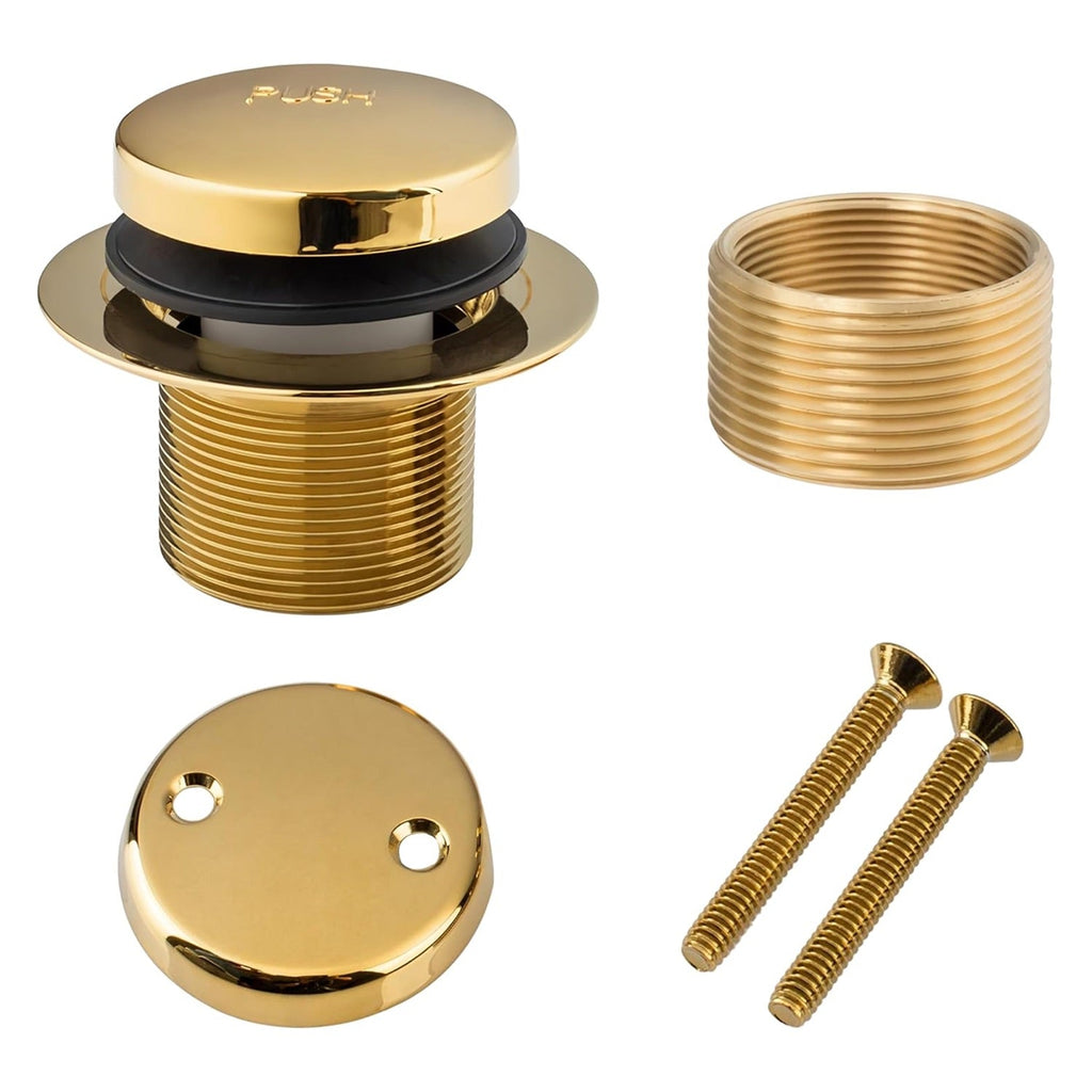 Tip-Toe Tub Trim Kit with 2-Hole Overflow Faceplate, 1.40"-1.50", Gold