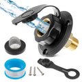 RV City Water Inlet Brass Black Flange with Check Valve, 3/4" NH to 1/2" NPT, Black