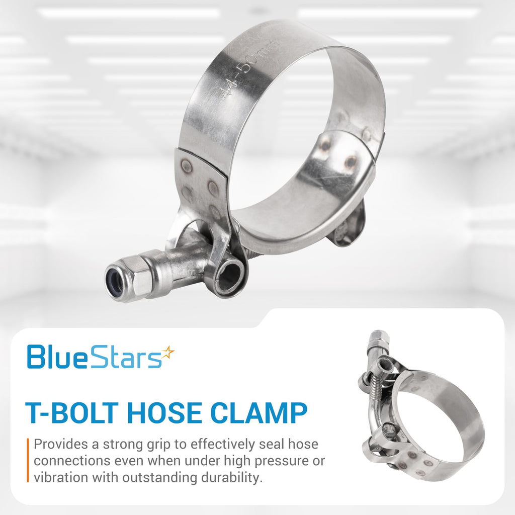 1.5" T-Bolt Hose Clamps - 44-50 mm Working Range, Automotive/Exhaust/Turbo Pipes -  2 Pack
