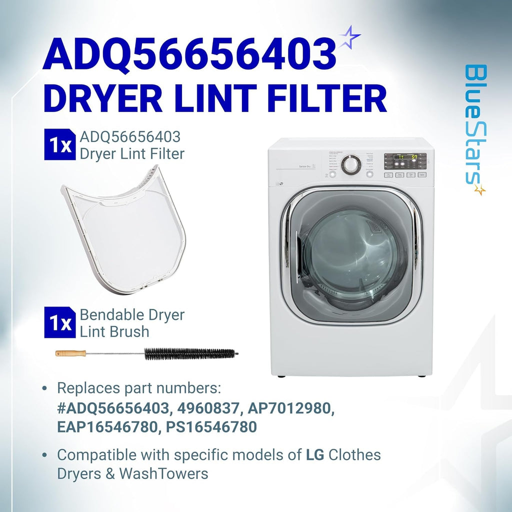 ADQ56656403 Dryer Lint Filter with Brush - Fits LG Dryers & WashTowers, 11.2" x 10.9"