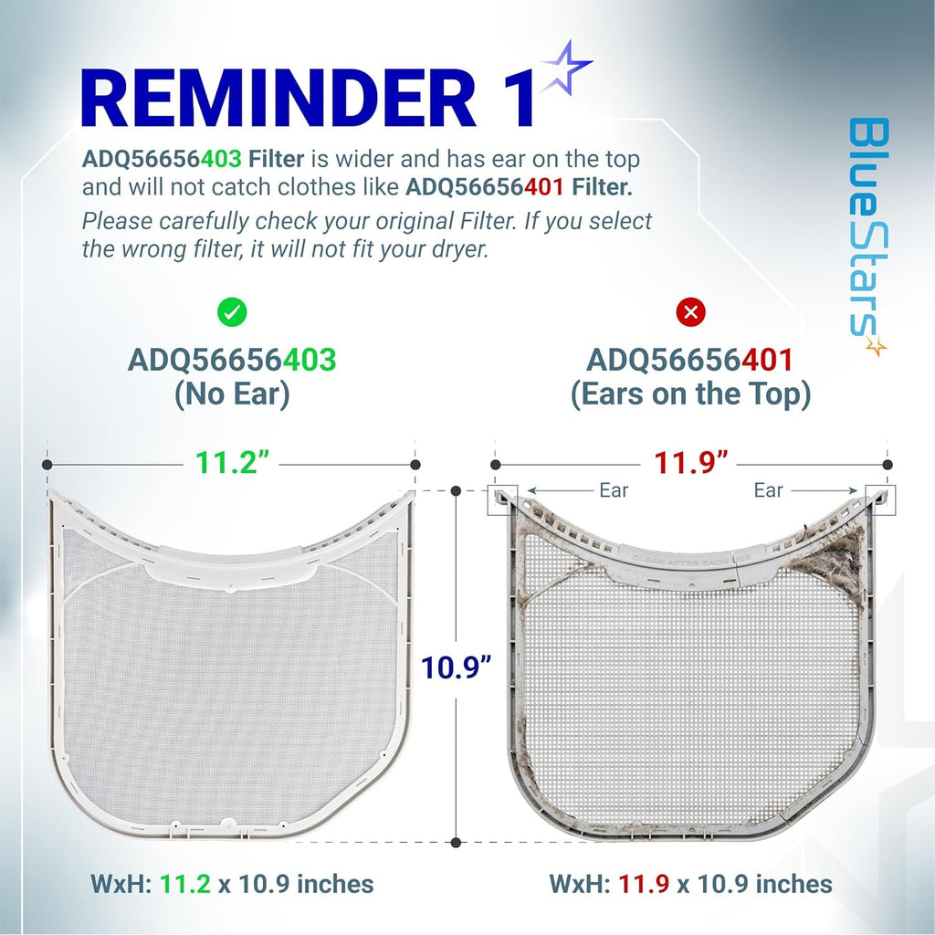 ADQ56656403 Dryer Lint Filter with Brush - Fits LG Dryers & WashTowers, 11.2" x 10.9"
