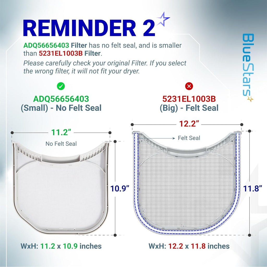 ADQ56656403 Dryer Lint Filter with Brush - Fits LG Dryers & WashTowers, 11.2" x 10.9"