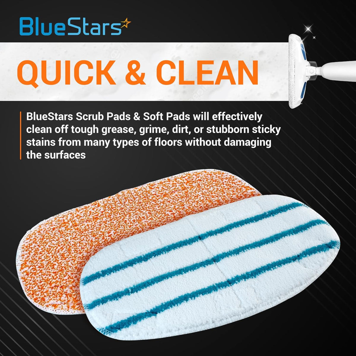 Replacement Steam Mop Pads - Fits PurSteam ThermaPro 10-in-1 - 8 Pads