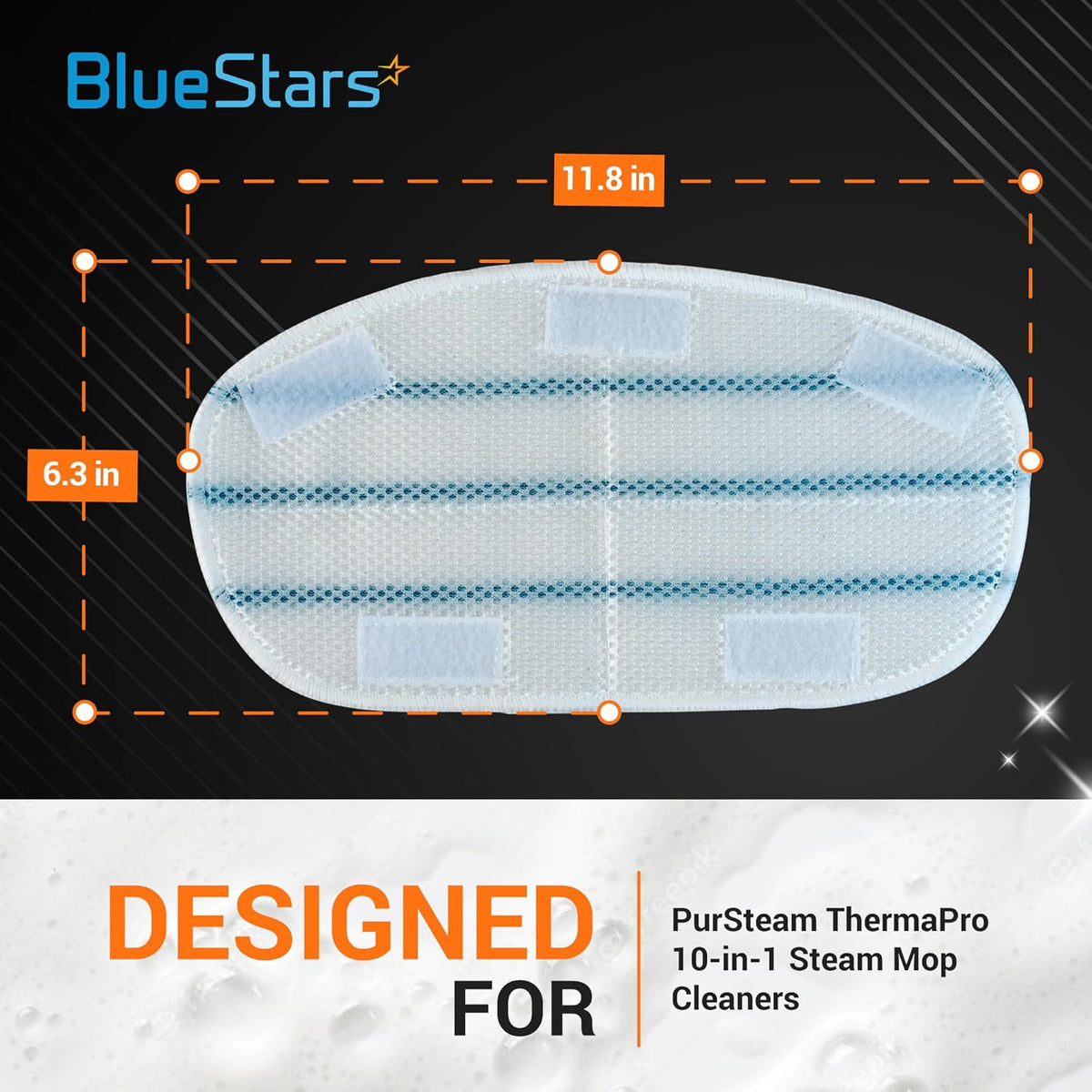 Replacement Steam Mop Pads - Fits PurSteam ThermaPro 10-in-1 - 8 Pads