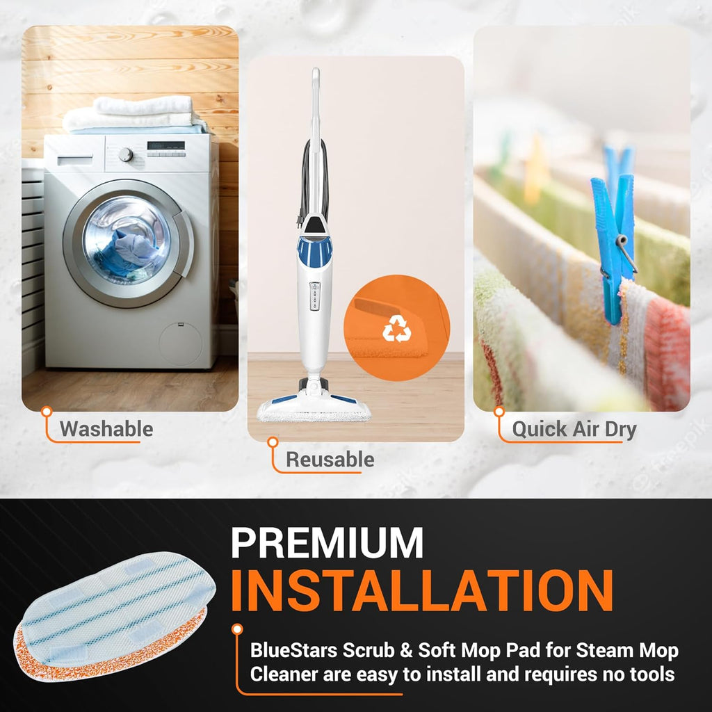 Replacement Steam Mop Pads - Fits PurSteam ThermaPro 10-in-1 - 8 Pads