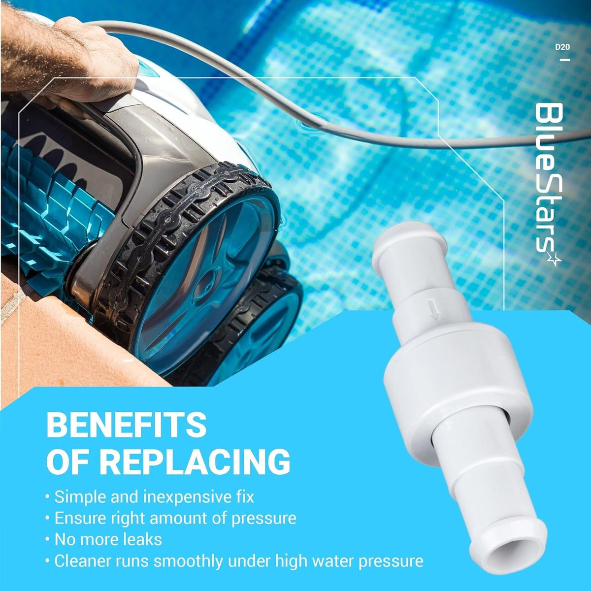 D20 Pool Cleaner Hose Swivel for Polaris 180/280/380/480 Pro/3900 - 3 Pack