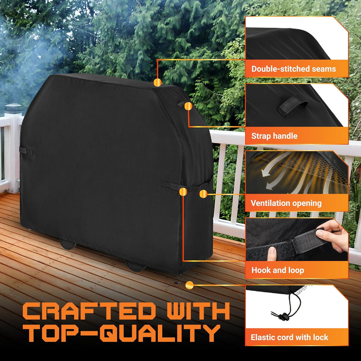 58 inch Grill Cover, 600D Outdoor Cover for Genesis Weber Char-Broil Nexgrill Grills