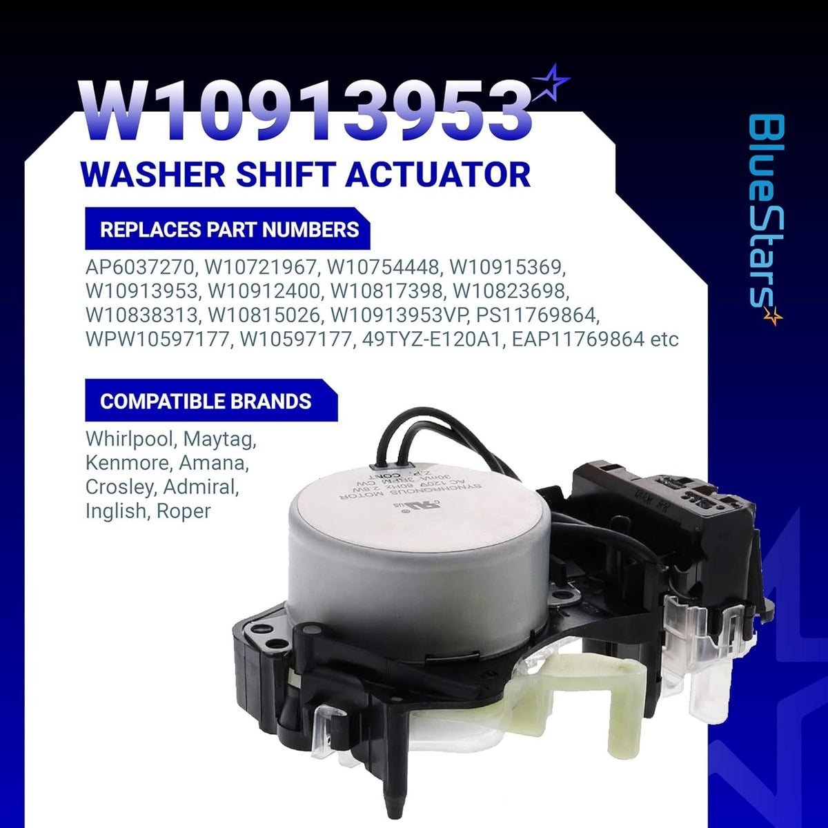 W10913953 49TYZ-E120A1 Washer Shift Actuator for Whirlpool Kenmore