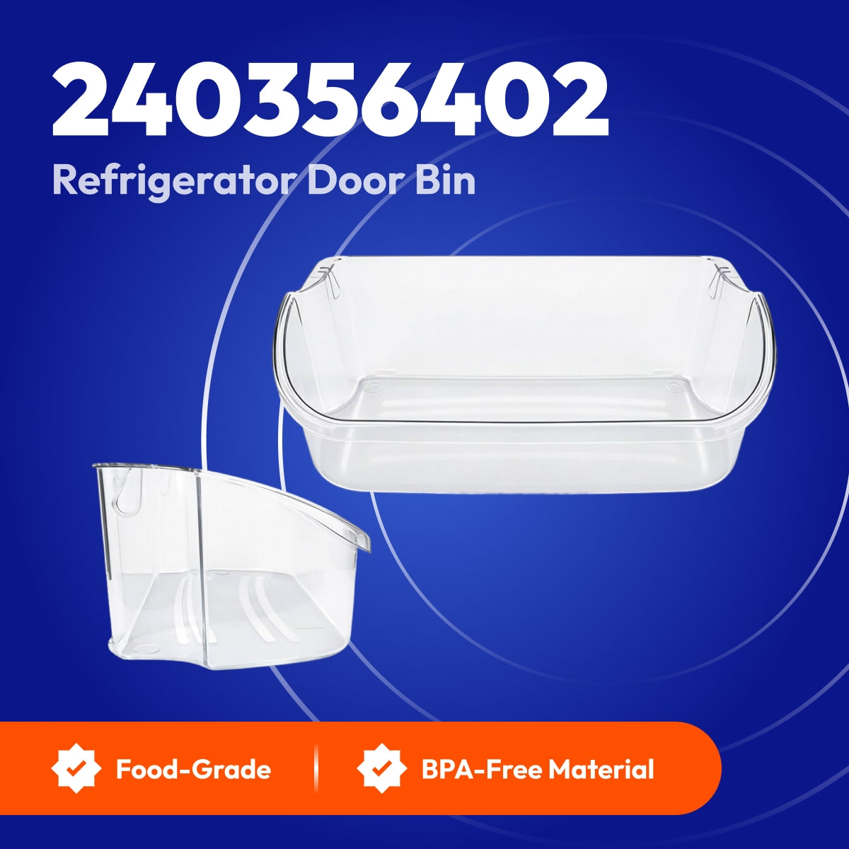 240356402 Refrigerator Clear Premium Door Shelf Bin - Compatible with Frigidaire