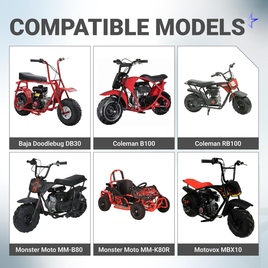 Carburetor Kit with Throttle Cable & Main Jet - 79–105cc Mini Bike/Go-Kart, Coleman Baja Motovox Mega Moto