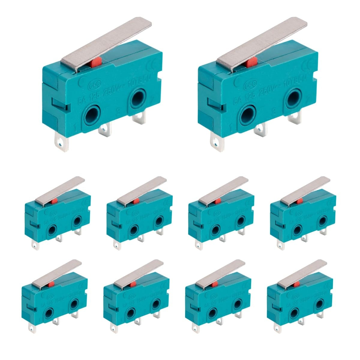 KW4-3Z-3 Micro Limit Switch, 28mm Lever, 3 Terminals, 250VAC/125VDC 5A - 10 Pack