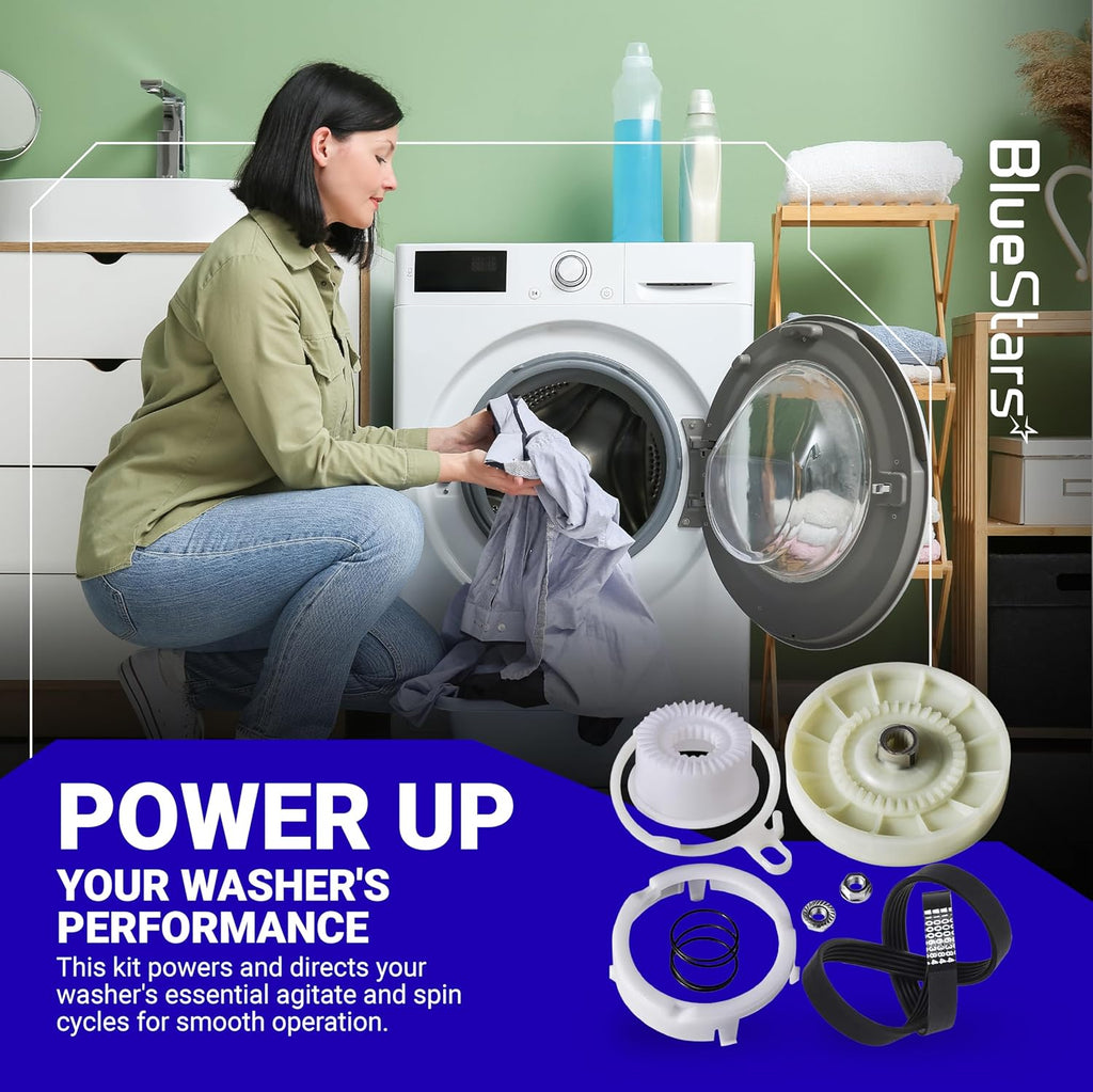 W10721967 Washer Pulley Clutch Kit & W10006384 Drive Belt for Whirlpool Kenmore Maytag