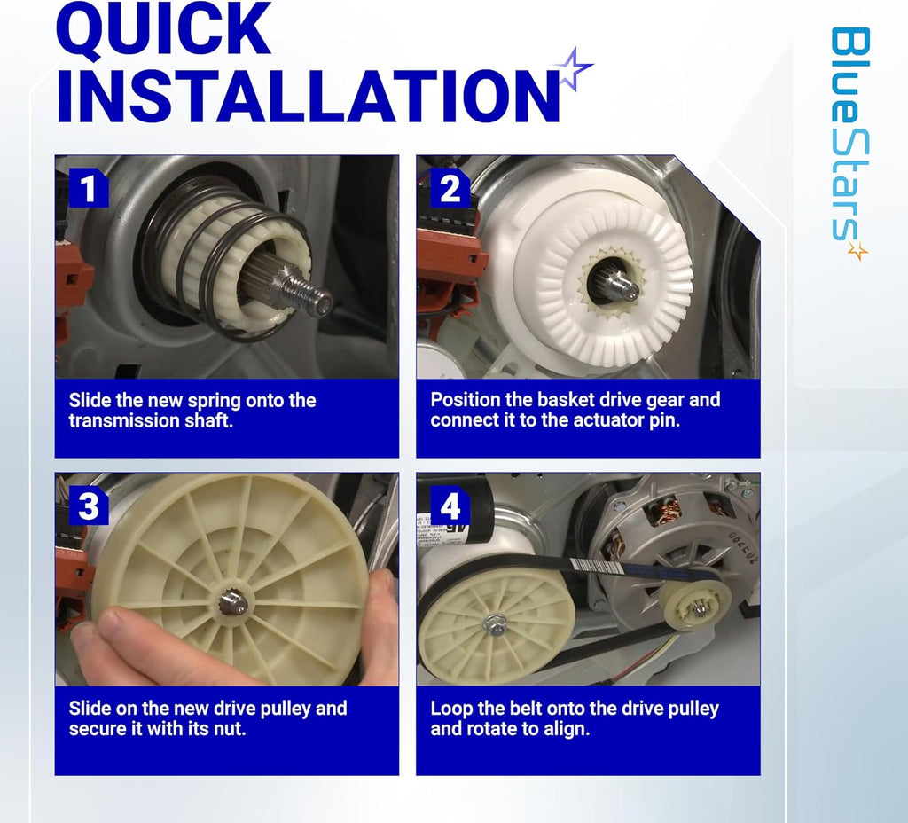 W10721967 Washer Pulley Clutch Kit & W10006384 Drive Belt for Whirlpool Kenmore Maytag