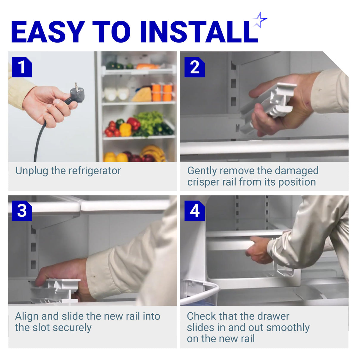 W10326469 Refrigerator Center Drawer Slide Rail, Whirlpool Maytag KitchenAid Amana JennAir