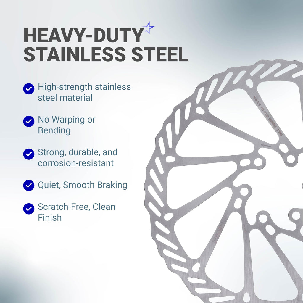 180 mm Stainless Steel Disc Brake Rotor - 6 Bolts, Road/Mountain Bike/MTB/BMX