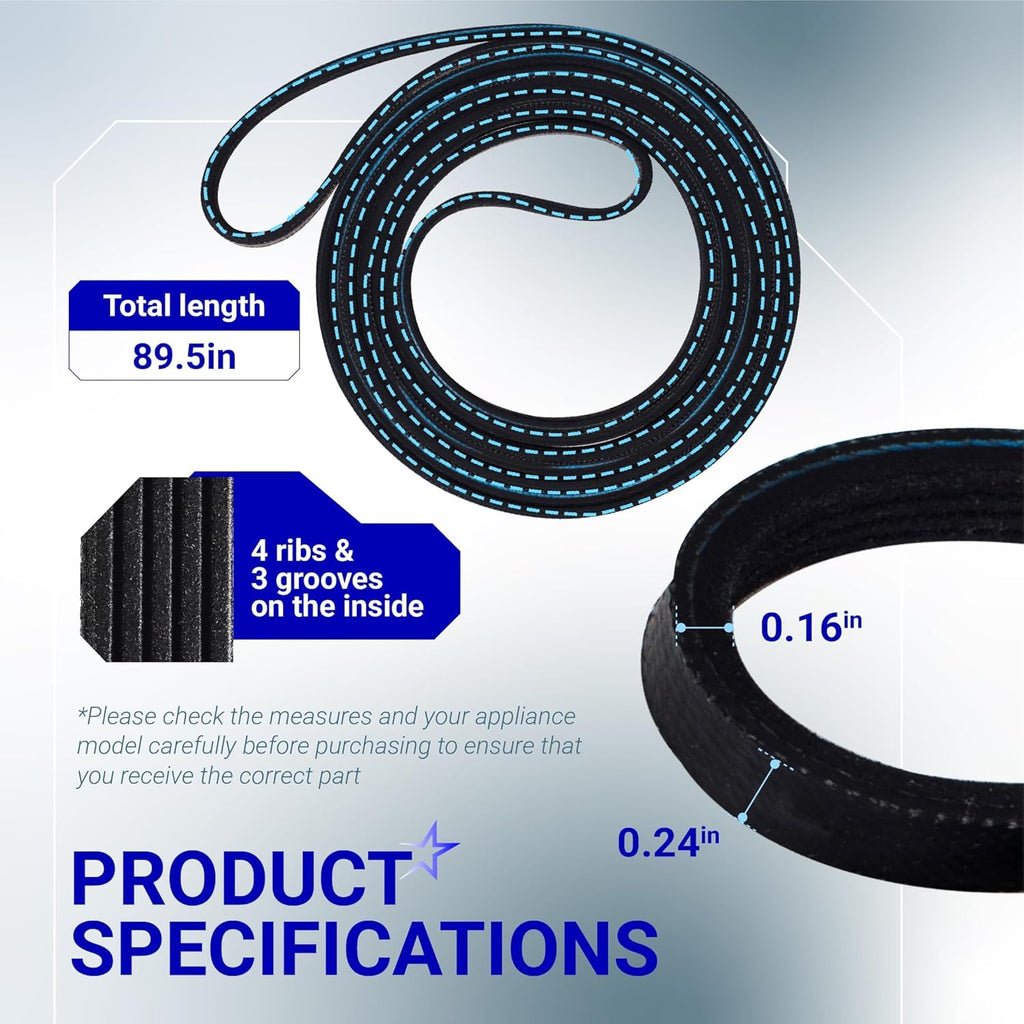 WE12M29 WE03X29897 89.5-Inch Dryer Belt for GE Hotpoint Frigidaire