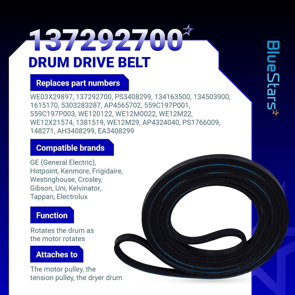 WE12M29 WE03X29897 89.5-Inch Dryer Belt for GE Hotpoint Frigidaire