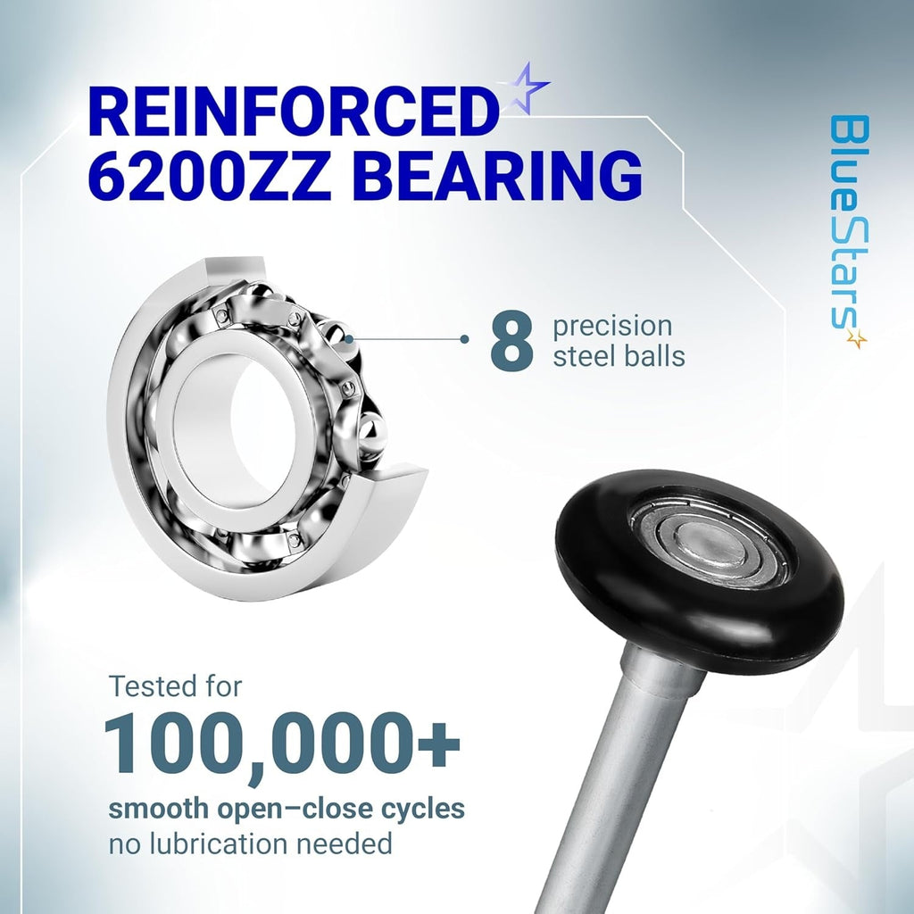 1.8" Nylon Garage Door Rollers, 4.7" Stem, 6200ZZ Bearing, 2" Track - 24 Pack