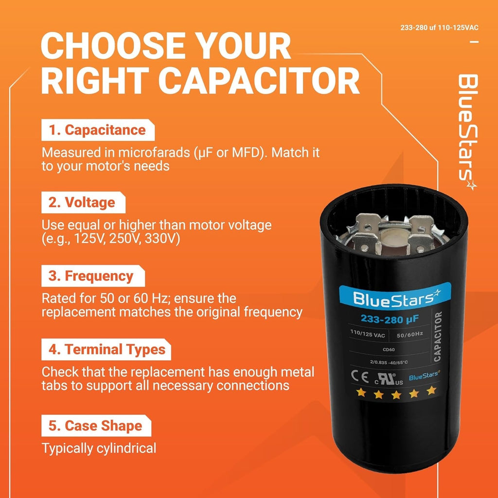 233-280 uF 110-125VAC ±20% CD60 Motor Start Capacitor for Pool & Well Pumps