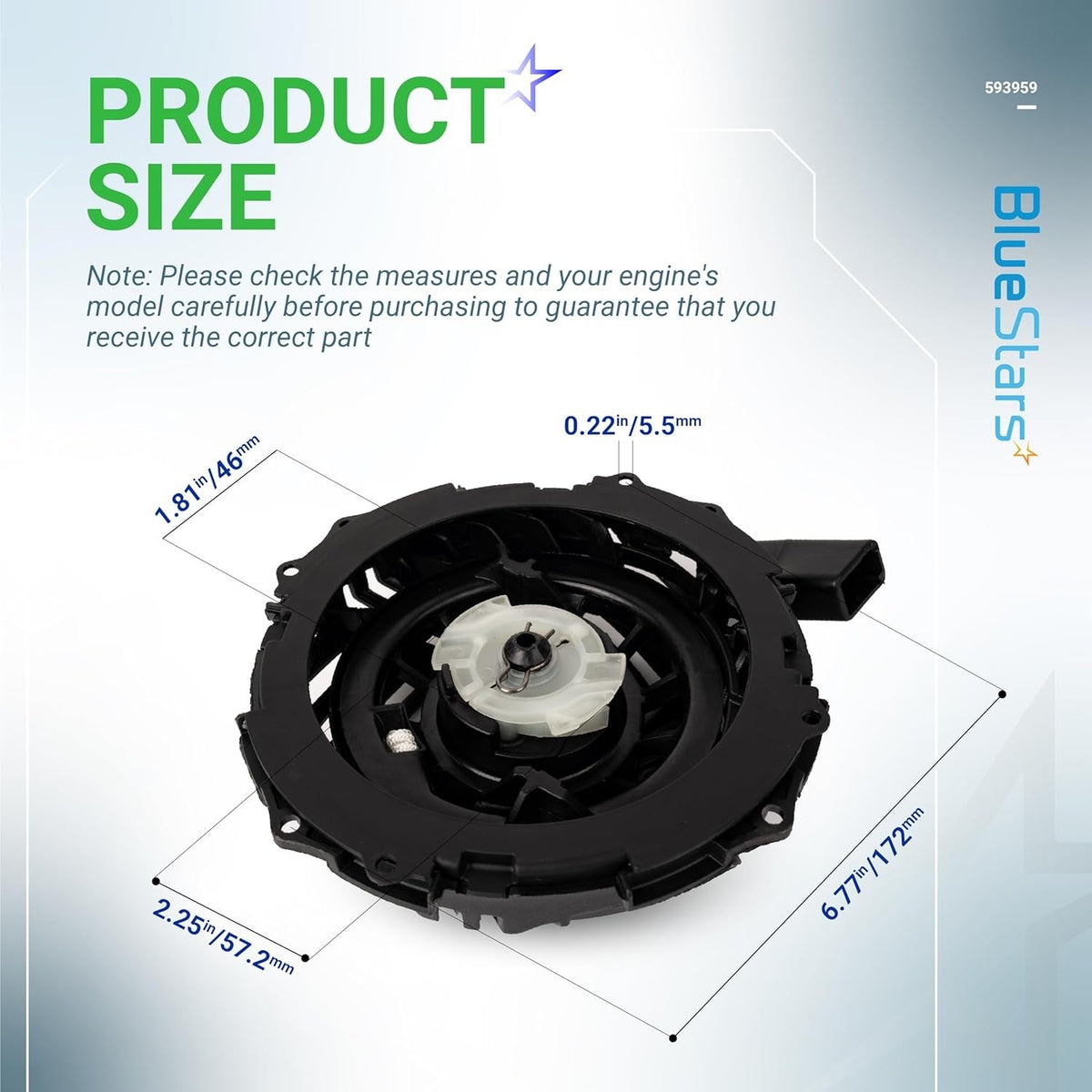 591139 593959 Recoil Starter Assembly for B&S 595355 590588 593961 08P502 09P702