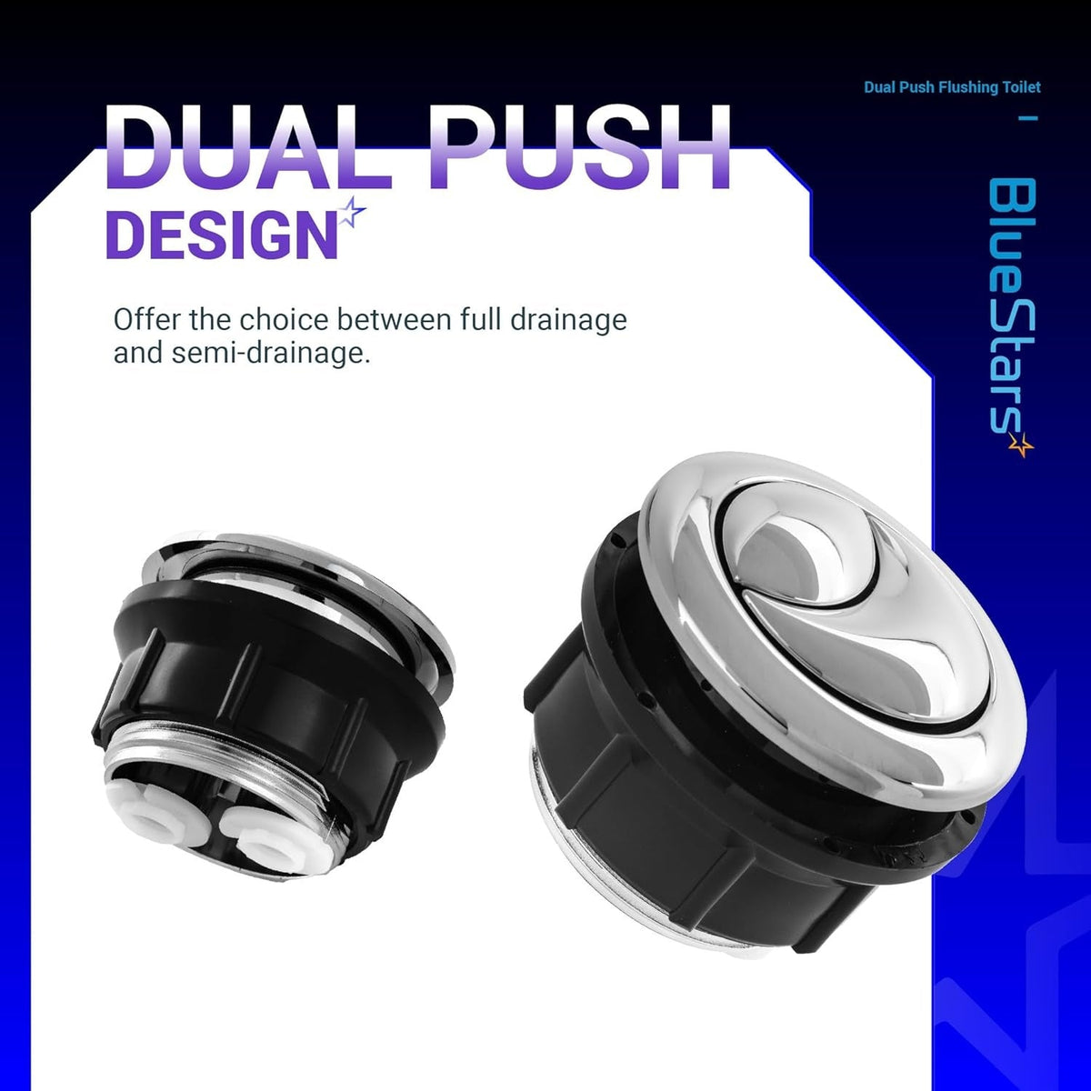 38mm/1.5in Thread Diameter Dual Push Flushing Toilet Water Tank Button - 2 Pack