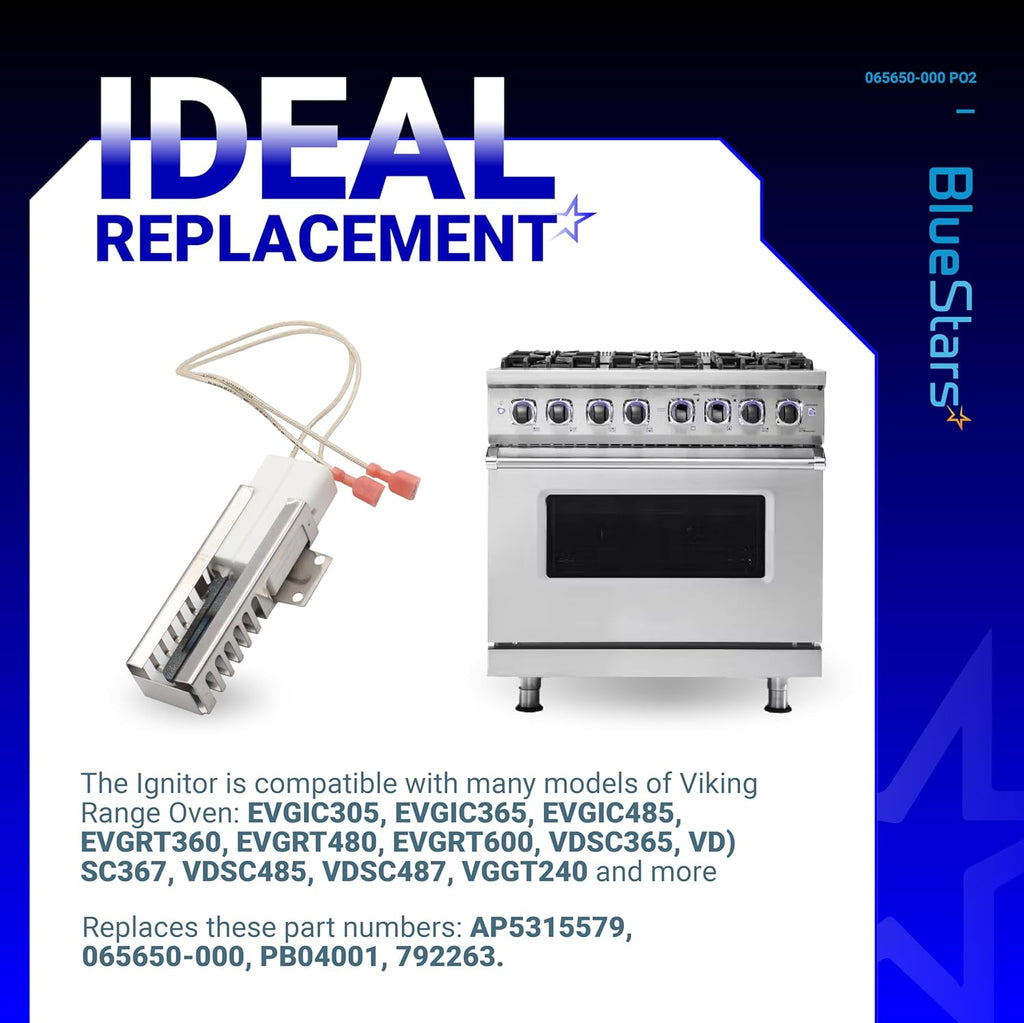 PB040001 065650-000 Range Oven Igniter - For Viking Range Oven Gas Stove - 2 Pack