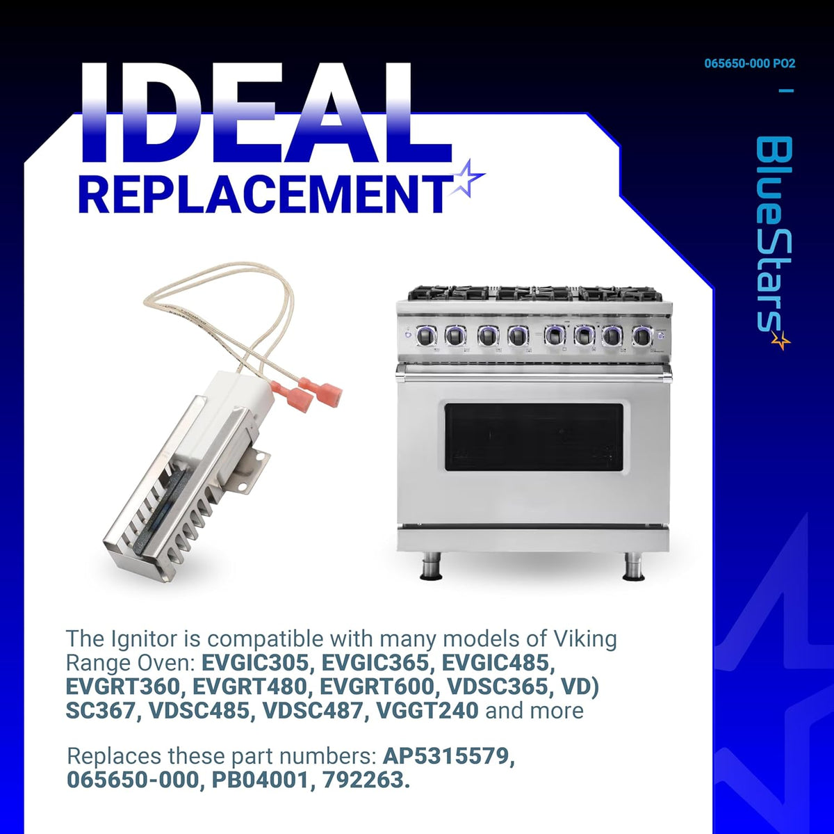 PB040001 065650-000 Range Oven Igniter - For Viking Range Oven Gas Stove - 2 Pack