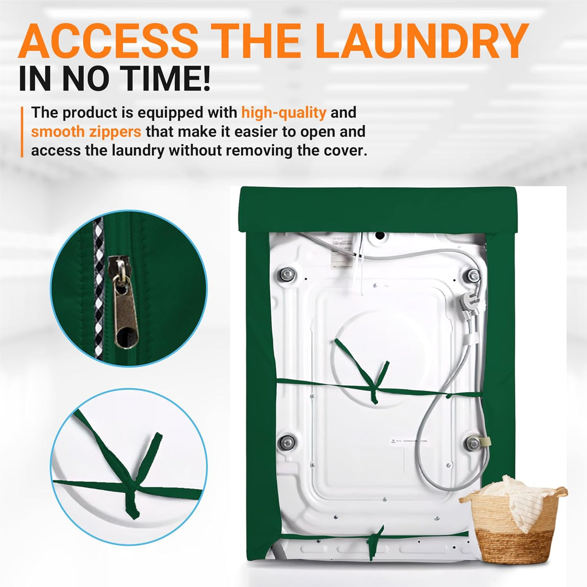 Top-Load Washer Cover, Outdoor Protection, W29" x D28" x H43" - Green