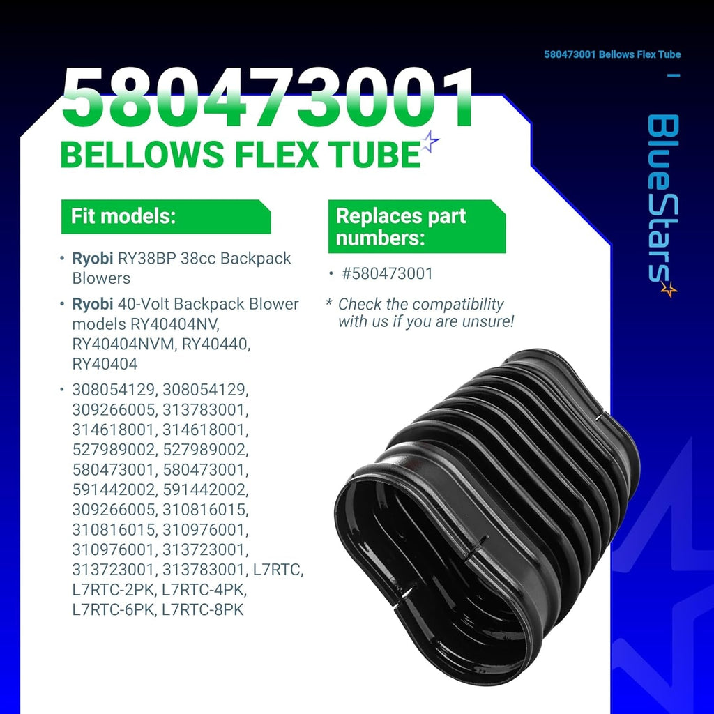 580473001 Bellows Flex Tube for Ryobi RY38BP 38cc Backpack Leaf Blower RY40404NV