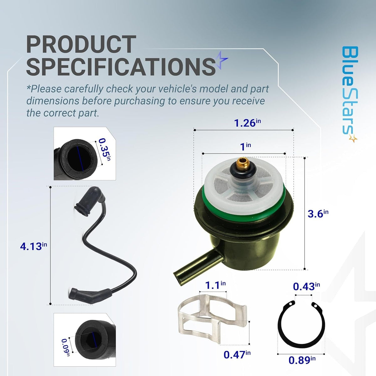 89060418 & 17113556 Fuel Injection Pressure Regulator with Vacuum Line
