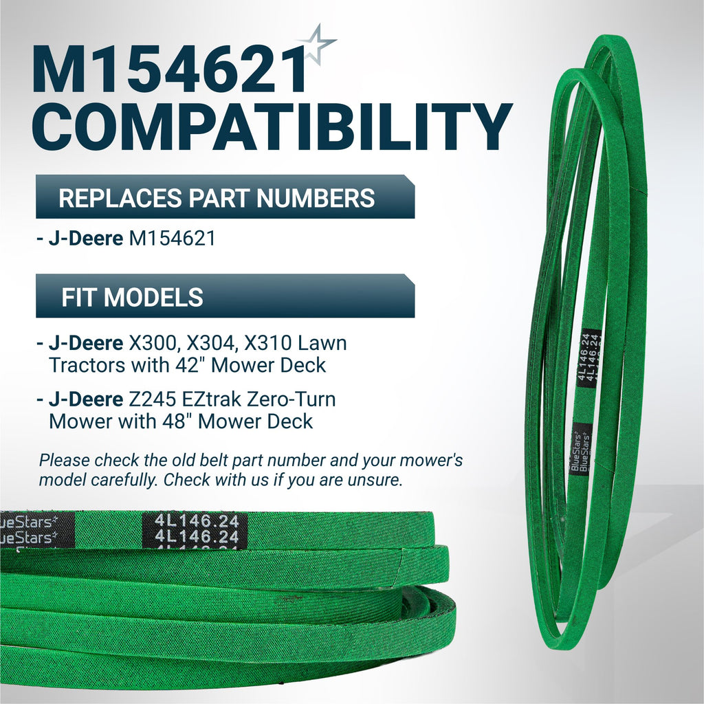 M154621 Mower Belt, 42" John Deere X300 X304 X310, 48" EZtrak, 146.24"