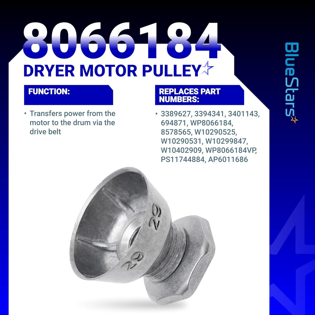 8066184 Dryer Motor Pulley & 341241 Dryer Drum Belt For Whirlpool Maytag Kenmore
